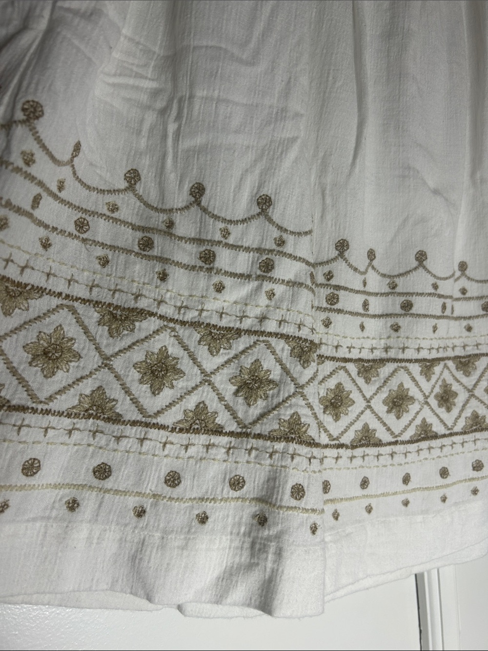 J. Jill Embroidered Cotton Mini Skirt | Boho Cottagecore Pull-On Skirt - Picture 4 of 8